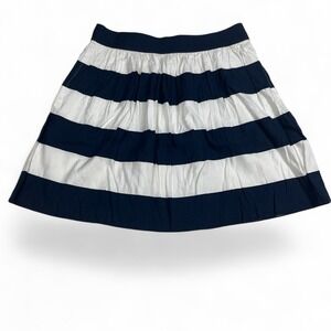 Banana Republic Navy White‎ Striped A-Line Skirt 8 Linen Nautical Quiet Luxury